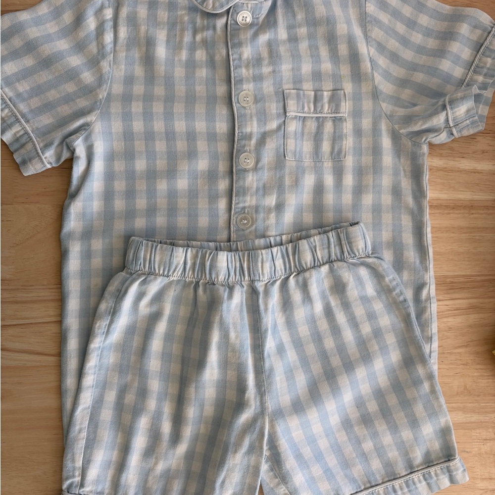 Kids Light Blue Checkered Pajama Set